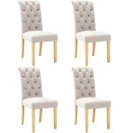 Lot de 4 chaise de salle  manger chaise de chambre pieds en bois chne assise en velours dcor scandinave ...
