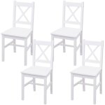 Lot de 4 chaises de salle a manger cuisine design rustique en boisde pin blanc 04 0007530