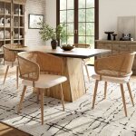 Lot de 4 chaises de salle  manger cuisine design sige simili dossier rotin pieds en mtal 47 x 51 x ...