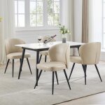 Lot de 4 chaises - pour salle � manger cuisine - dossier incurv� blanc