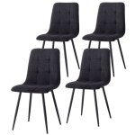 Dowisdoly lot de 4 chaises - velours c�tel� - chaises de salle � manger vintage - noir - l44 x p41 x ...
