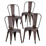 Lot de 4 chaises de salle � manger empilables en m�tal avec dossier pour bistrot cuisine int�rieur et ...