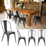 Lot de 4 chaises de salle � manger empilables de style r�tro chaises de bistro en m�tal chaises de cuisine ...