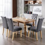 Lot de 4 chaises de salle � manger - haut dossier - assise rembourr�es - pieds en bois ch�ne - velours ...