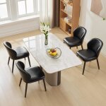 Lot de 4 chaises de salle  manger hoerfuriy - en cuir et bois cuir - pour cuisine 50x62x79cm noir
