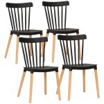 Lot de 4 chaises de salle  manger - homcom - style scandinave - assise en polypropylne - pieds en htre ...
