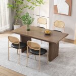 Lot de 4 chaises de salle  manger chaise moderne en rotin avec quatre pieds de support en mtal (noir ...