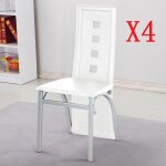 Lot de 4 chaises de salle � manger avec pieds en acier inoxydable salle � manger et cuisine blanc pur ...