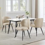 Lot de 4 chaises salle À manger - rembourrées - métal - beige - style scandinave - moderne Lot de 4 chaises salle À manger - rembourrées - métal - beige - style scandinave - moderne