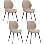 Chaises de salle � manger - r�tro - lot de 4 - lin - pieds en m�tal - confortable et �l�gant