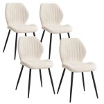 Lot de 4 chaises - r�tro - lin - pieds en m�tal - beige - confortable et �l�gant