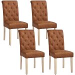 Lot de 4 chaises de salle � manger - similicuir - haut dossier - rev�tement pieds en bois et assise rembourr�e ...