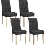 Lot de 4 chaises de salle � manger similicuir haut dossier avec rev�tement pieds en bois et assise rembourr�e ...
