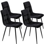 Lot de 4 - chaise de salle � manger en velours - fauteuils chaises capitonn�es - 86x46x44 cm - pieds ...