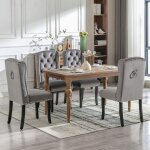 Lot de 4 chaises de salle � manger en velours fauteuil de cuisine salon lounge avec pieds en ch�negris ...