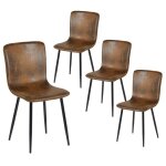 Urban meuble lot de 4 chaises salle  manger - cuir simul marron design moderne - jambes mtalliques ...