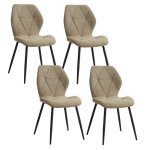 Lot de 4 chaises - chaise de salle  manger vintage en forme de diamant - chaise en lin - pieds en mtal(brun) ...