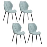 Chaises de salle � manger - vintage - lot de 4 - en lin - pieds en m�tal - couleur menthe