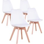 Lot de 4 chaises scandinaves blanches lorenzo chaise de salle  manger design en similicuir et bois massif ...