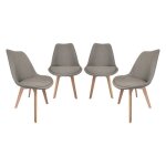 Lot de 4 chaises scandinaves rev�tement tissu gris clair. pieds bois de h�tre - nils