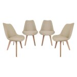 Lot de 4 chaises scandinaves rev�tement tissu taupe. pieds bois de h�tre - nils