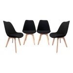 Lot de 4 chaises scandinaves rev�tement velours c�tel� noir. pieds bois de h�tre - nils