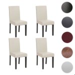 Lot de 4 chaises de s�jour littau ~ simili - cuir blanc pieds fonc�s