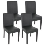 Lot de 4 chaises de s�jour littau ~ simili - cuir noir mat pieds fonc�s