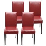 Lot de 4 chaises de s�jour littau ~ simili - cuir rouge pieds fonc�s