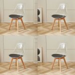 Lot de 4 chaises transparentes chaises de salle à manger coussin en pu design scandinave(noir) Lot de 4 chaises transparentes chaises de salle à manger coussin en pu design scandinave(noir)
