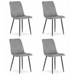 Lot de 4 chaises velours lava - salle � manger chambre cuisine style r�tro pieds m�tal noir gris fonc� ...