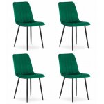 Lot de 4 chaises velours lava - salle  manger chambre cuisine style rtro pieds mtal noir vert