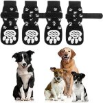 Lot de 4 chaussettes antid�rapantes pour chien - protection des pattes r�glable (15 x 5 cm noir)