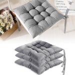 Lot de 4 coussins de chaise 40 x 40 cm avec rubans - gris - int�rieur (salle � manger)