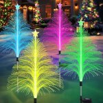 Lot de 4 dcorations de nol solaires ? guirlandes lumineuses mduses 7 couleurs de 98 cm (385 pouces) ...