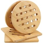 Lot de 4 dessous de plat en bambou dessous de plat r�sistant � la chaleur dessous de plat bois naturel ...