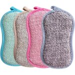 Lot de 4 eponge lavable de cuisine?�ponge microfibre?anti rayure et multi - surfaces?pour nettoyer la ...