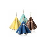 Lot de 4 essuie - mains ronds �pais polaire corail avec boucle suspendue salle de bain (4 couleurs) label ...