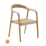 Lot de 4 fauteuils en fr�ne avec assise tress�e - ref. 10871