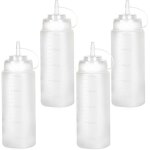 Lot de 4 flacons souples de 500 ml flacons � sauce en plastique avec bouchon doseurs de condiments pour ...