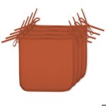 Lot de 4 galettes de chaise orange rust 38 x 38cm 100% microfibre attache lacets oeko - tex