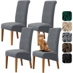 Lot de 4 housses de chaise xl universelles extensibles en velours pour chaises basculantesgrandes chaises ...