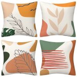 Lot de 4 housses de coussins 40x40cm - motif gomtrique - housses de coussin dcoratives - coton lin ...