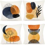 Lot de 4 housses de coussins 60x60 motif g�om�trique housses de coussin d�coratives en coton lin taie ...