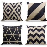 Lot de 4 housses de coussin dcoratives  motifs gomtriques housse de coussin en coton et lin pour ...