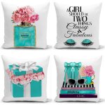 Lot de 4 housses de coussin dcoratives en velours doux pour canap lit fleur rose parfum et cils dcoration ...