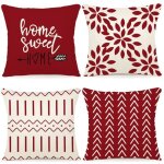 Lot de 4 housses de coussin en lin housses de coussin d�coratives pour canap� lit de jardin coussin de ...