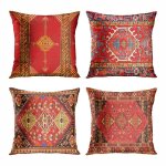 Housses de coussin - jedbesetzt - lot de 4 - 45 cm x 45 cm - rouge - g�om�triques