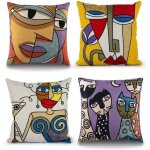 Lot de 4 housse de coussin picasso 45x45cm vintage motif abstrait impression housses de coussin d�coratives ...