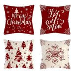 Lot de 4 housses de coussin rouges de nol taie doreiller merry christmas 18x18 pouces taie doreiller ...